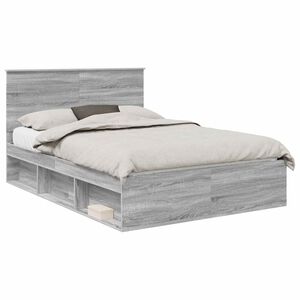 vidaXL Lovos rėmas Pilkas Sonoma 150 x 200 cm Kietos pu&scaron;ies mediena