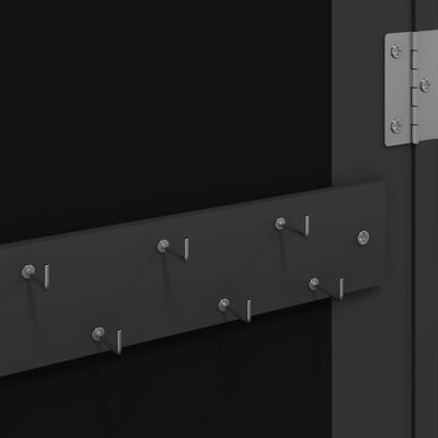 vidaXL Veidrodinė papuošalų spintelė, juoda, 37,5x10x106cm, sieninė