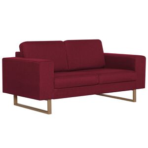 vidaXL Dvivietė sofa, vyno raudonos spalvos, audinys