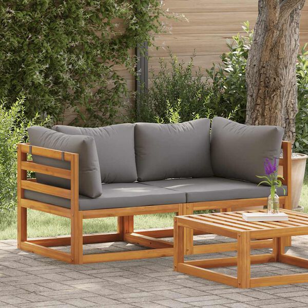 vidaXL Modulinės kampinės sofos su pagalvėmis, 2vnt., tamsiai pilkos