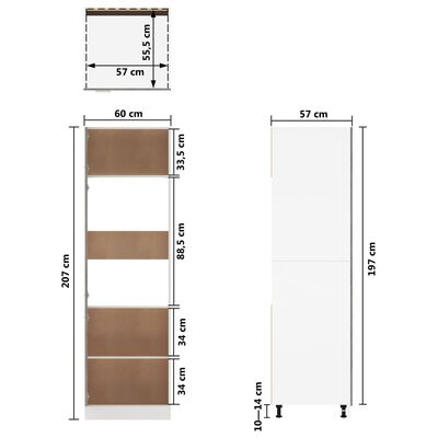 vidaXL Šaldytuvo spintelė, betono pilkos spalvos, 60x57x207cm, MDP