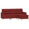 vidaXL Trivietė sofa su pakoja, raudonojo vyno spalvos, 180cm, audinys