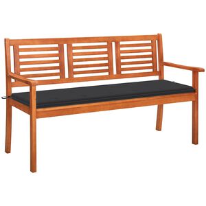 vidaXL Trivietis sodo suoliukas su pagalve, 150cm, eukalipto masyvas