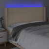 vidaXL Galvūgalis su LED, kreminės spalvos, 163x16x118/128cm, audinys