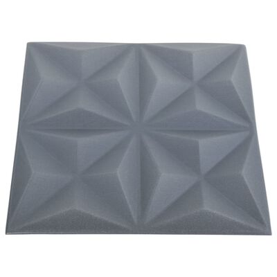 vidaXL 3D sienų plokštės, 12vnt., pilkos, 50x50cm, 3m², origami rašto