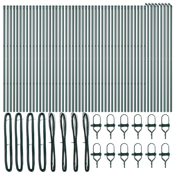 vidaXL Tvorelės stulpas Kita 52 pcs Žalia 3,2 x 3,2 x 210 cm Plienas