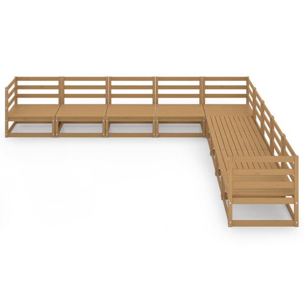 vidaXL Sodo poilsio baldų komplektas, 9 dalių, rudas, pušies masyvas