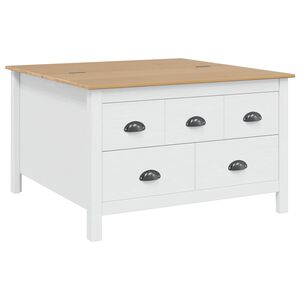 vidaXL Kavos staliukas HILL Balta ir medaus ruda 79.5 x 79.5 x 49 cm