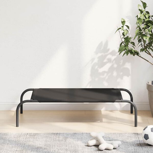 vidaXL paauk&scaron;tinta &scaron;unų lova juoda 90x50x20 cm Oksfordo audinys