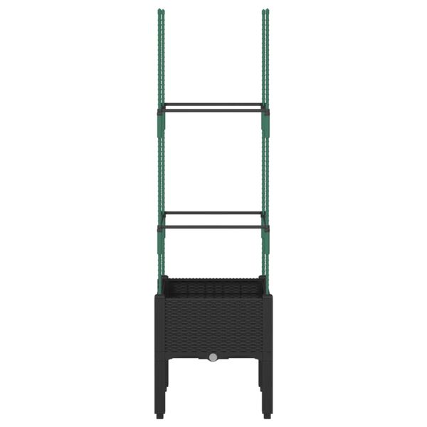 vidaXL Sodo lovelis su treliažu, juodos spalvos, 40x40x142,5cm, PP