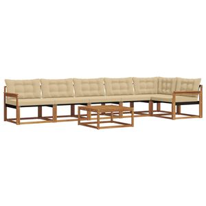 vidaXL Lauko sofos komplektas su pagalve 7 pcs Natūralus ir bežinis