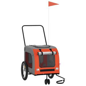 vidaXL Dviračio priekaba augintiniams, oranžinė/pilka, audinys/geležis