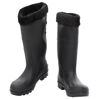 vidaXL Guminiai batai su išimamomis kojinėmis, juodi, PVC, 39 dydžio