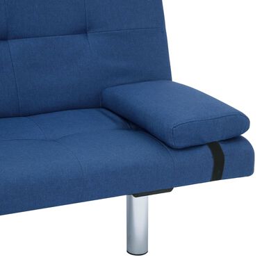 vidaXL Sofa-lova su dviem pagalvėm, mėlynos spalvos, poliesteris
