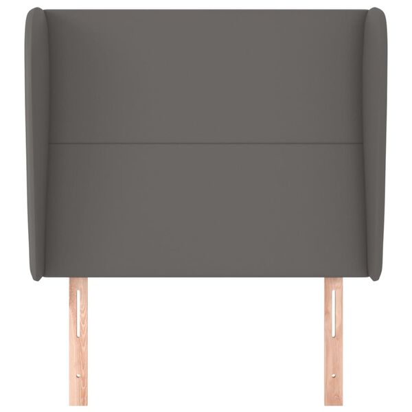 vidaXL Galvūgalis su auselėmis, pilkas, 83x23x118/128cm, dirbtinė oda