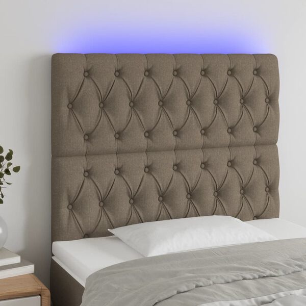 vidaXL Galvūgalis su LED, taupe spalvos, 90x7x118/128cm, audinys