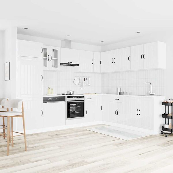 vidaXL Virtuvinių spintelių komplektas, 14 dalių, Lucca, balta