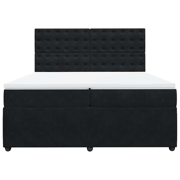 vidaXL Lova su spyruoklėmis ir čiužiniu, juoda, 200x200 cm, aksomas