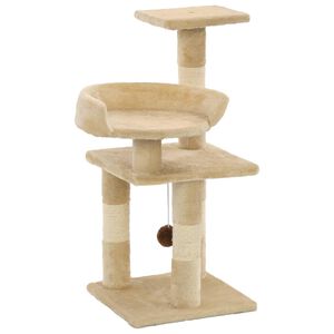 vidaXL Draskyklė katėms su stovais i&scaron; sizalio, 65cm, smėlio sp.