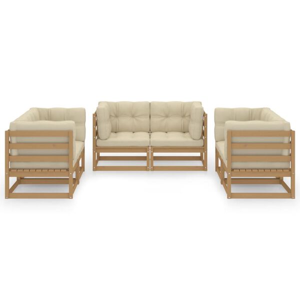 vidaXL Sodo komplektas su pagalvėlėmis, 6 dalių, pušies masyvas