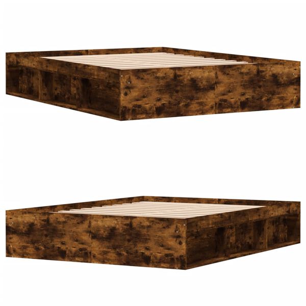 vidaXL Lovos rėmas, dūminio ąžuolo spalvos, 140x200cm