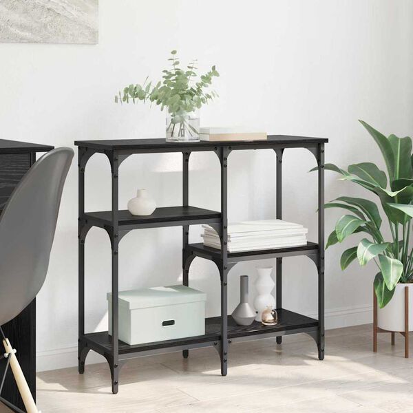 vidaXL Konsolinis stalas su lentyna Juodas ąžuolas 80 x 29 x 75 cm