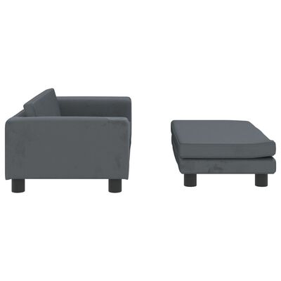 vidaXL Vaikiška sofa su pakoja, tamsiai pilka, 100x50x30cm, aksomas