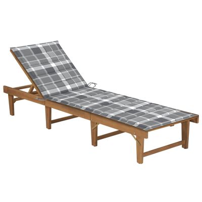 vidaXL Sulankstomas saulės gultas su čiužinuku, akacijos masyvas