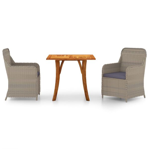 vidaXL Sodo valgomojo baldų komplektas, 3 dalių, rudos spalvos