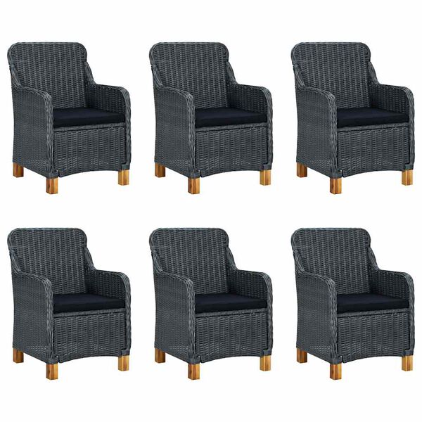 vidaXL Sodo valgomojo komplektas, 7 dalių, tamsiai pilkas