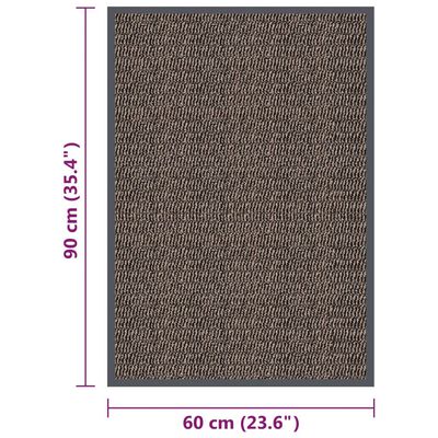 vidaXL Durų kilimėlis, tamsiai rudos spalvos, 60x90cm, kuokštuotas