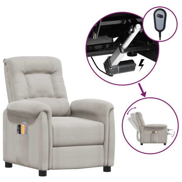 vidaXL Elektrinis masažinis krėslas, šviesiai pilkas, audinys