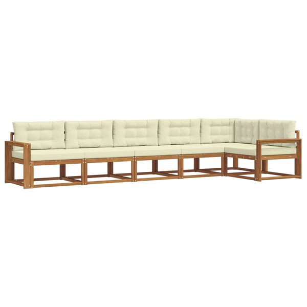 vidaXL Lauko sofos komplektas su pagalve 6 pcs Natūralus ir grietinėlė