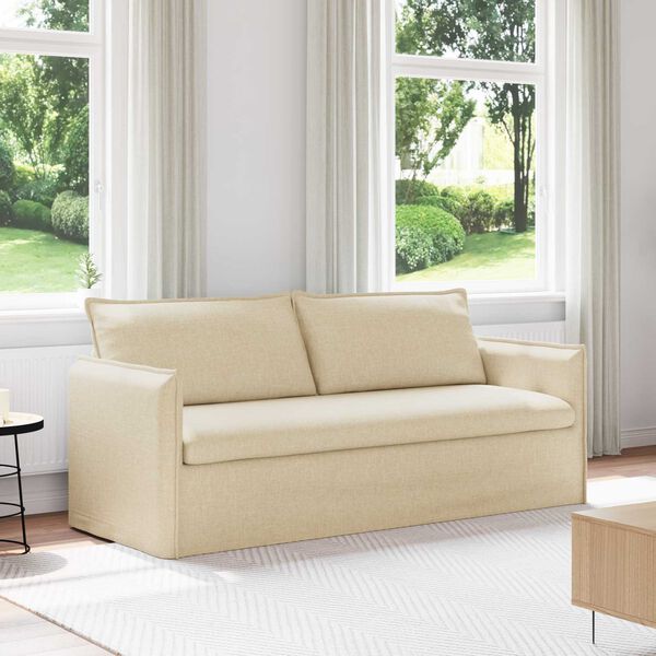 vidaXL Sofa Kreminė 196 x 82 x 85 cm audinys