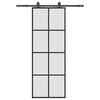 vidaXL Stumdomos durys su įrangos rinkiniu, juodas, 76x205 cm, ESG ir
