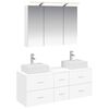 vidaXL Vonios baldų rinkinys 4 pcs Balta Apdirbta mediena ir stiklas