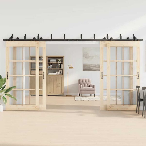 vidaXL Stumdomų durų įrangos rinkinys, juodos sp., 427 cm, plienas