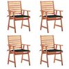 vidaXL Lauko valgomojo kėdės su pagalvėlėmis, 4vnt., akacijos masyvas
