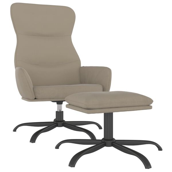 vidaXL Poilsio kėdė su taburete, &scaron;viesiai pilka, mikropluo&scaron;to audinys