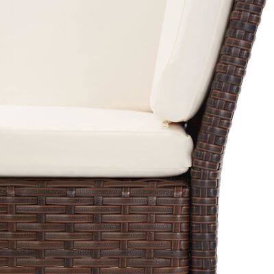 vidaXL Sodo baldų komplektas su pagalvėlėmis, 6 dalių, rudas, ratanas