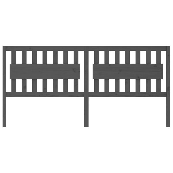 vidaXL Lovos galvūgalis, pilkas, 205,5x4x100cm, pušies masyvas