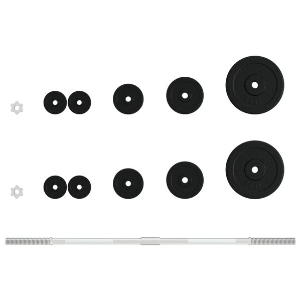 vidaXL Štangos su svoriais rinkinys, 30kg, ketus