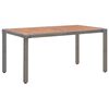 vidaXL Sodo stalas, pilkas, 150x90x75cm, poliratanas ir akacija