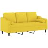 vidaXL Trivietė sofa su pagalvėlėmis, &scaron;viesiai geltona, 180cm, audinys