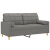 vidaXL Dvivietė sofa su pagalvėmis, tamsiai pilka, 140cm, audinys