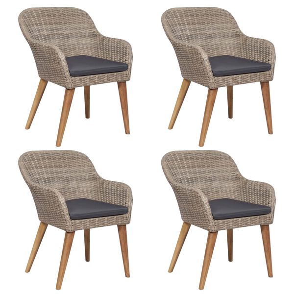 vidaXL Sodo valgomojo baldų komplektas, 5 dalių, rudos spalvos