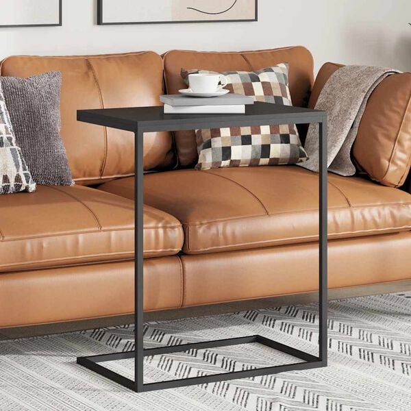 vidaXL &Scaron;oninis staliukas, juodos spalvos, 55x35x66cm, mediena