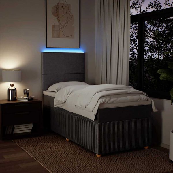 vidaXL Lova su spyruoklėmis ir čiužiniu, taupe, 90x190 cm, audinys