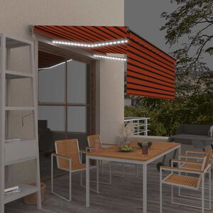 vidaXL Markizė su uždanga/LED/vėjo jutikliu, oranžinė/ruda, 3,5x2,5m