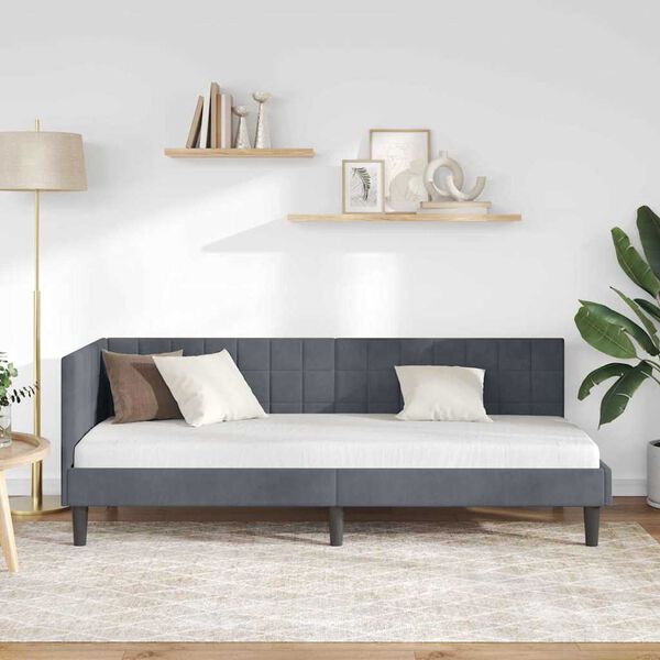 vidaXL Kampinė lovos konstrukcija Tamsiai pilka 80 cm x 200 cm Aksomas